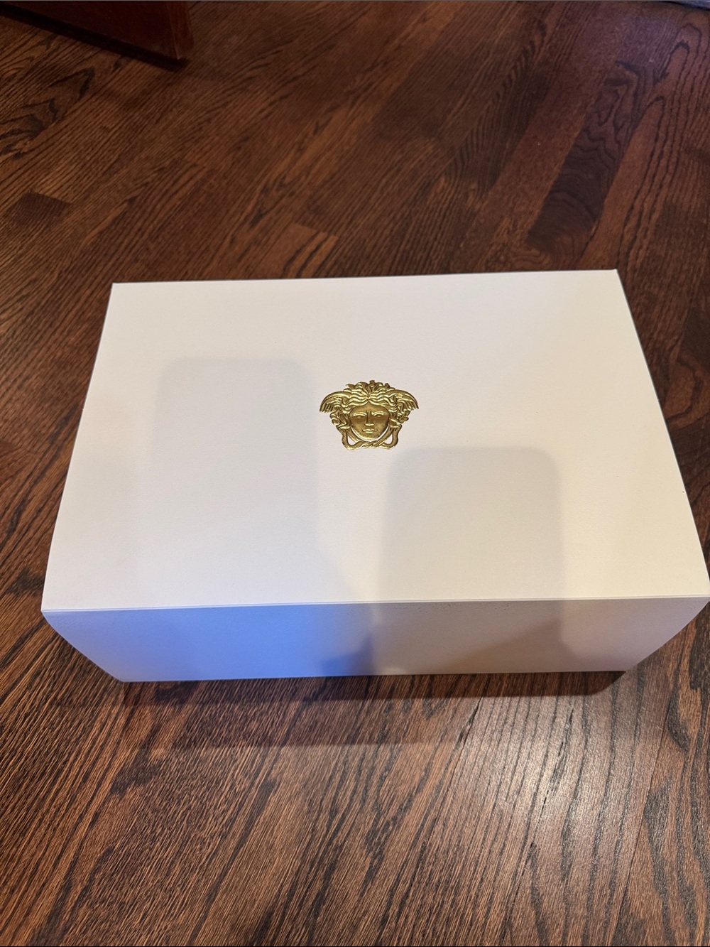 Black Versace Box in a White Sleeve with Gold Medusa Logo